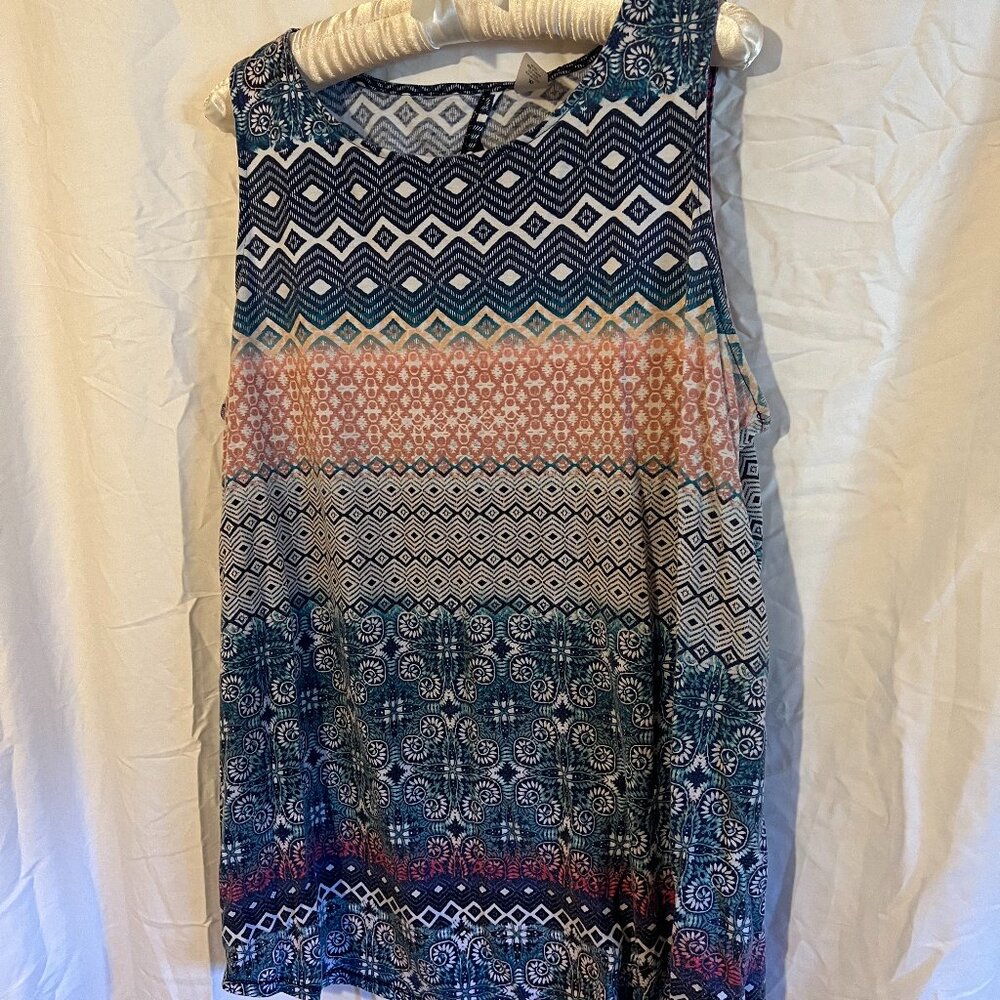 St. John's Bay Sleeveless Tank Top Boat Neck Argyle/Diamond Pattern Size XL